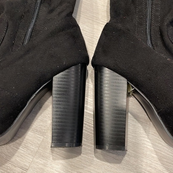 Sexy Black Over the Knee Heeled Boots Size 38 - Picture 4 of 7